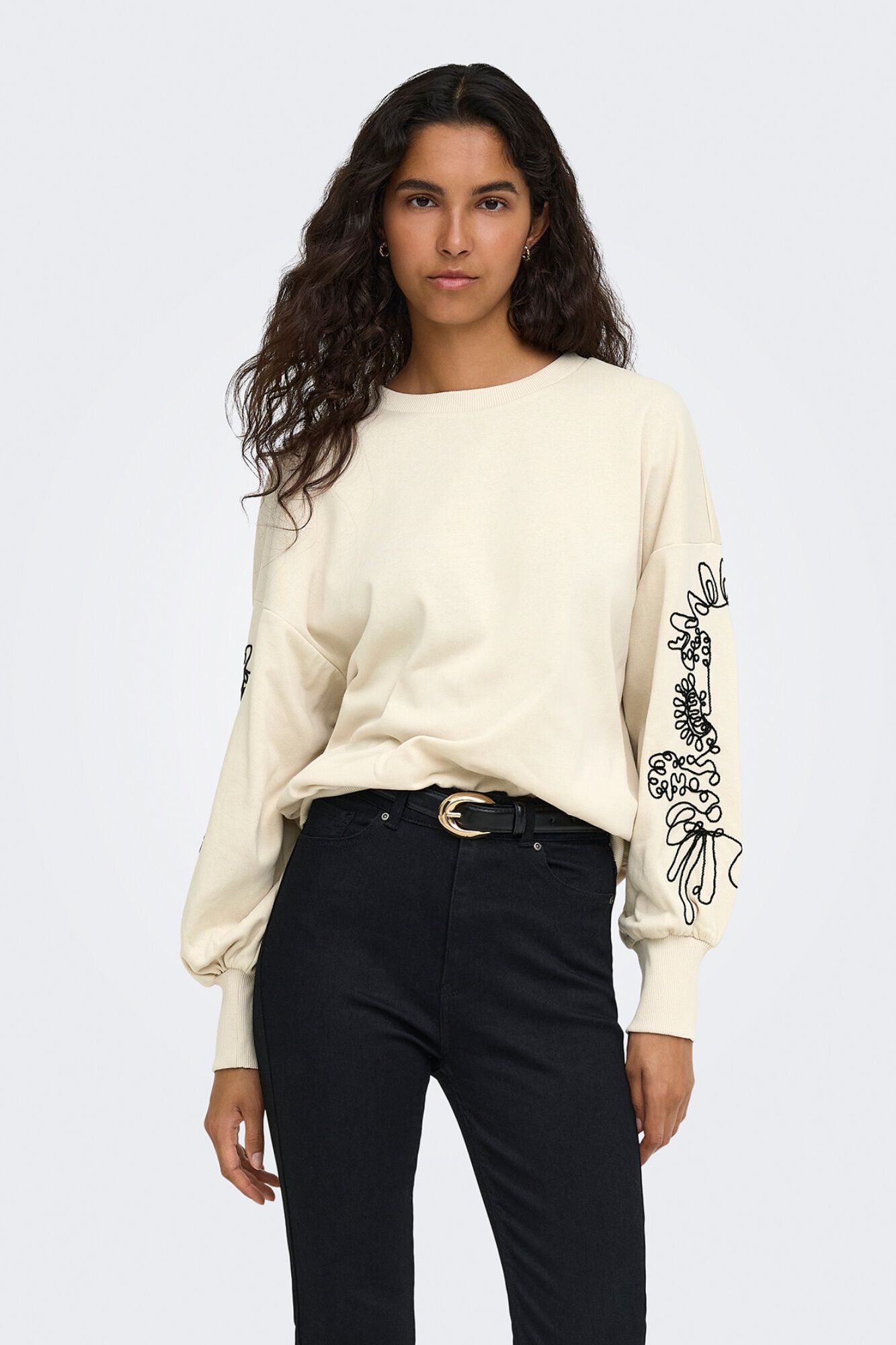 Only Sudadera de cuello redondo gris