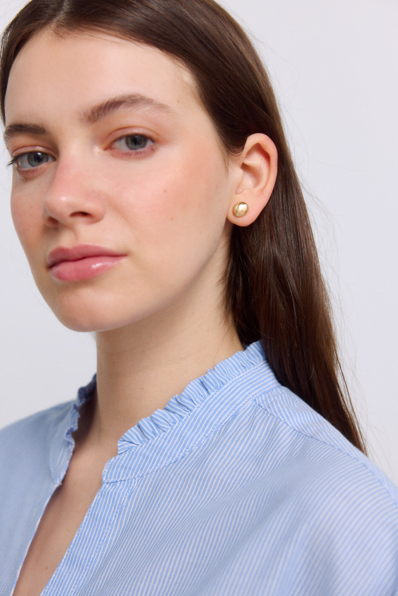 Springfield Blusa cuello mao con volantes marino
