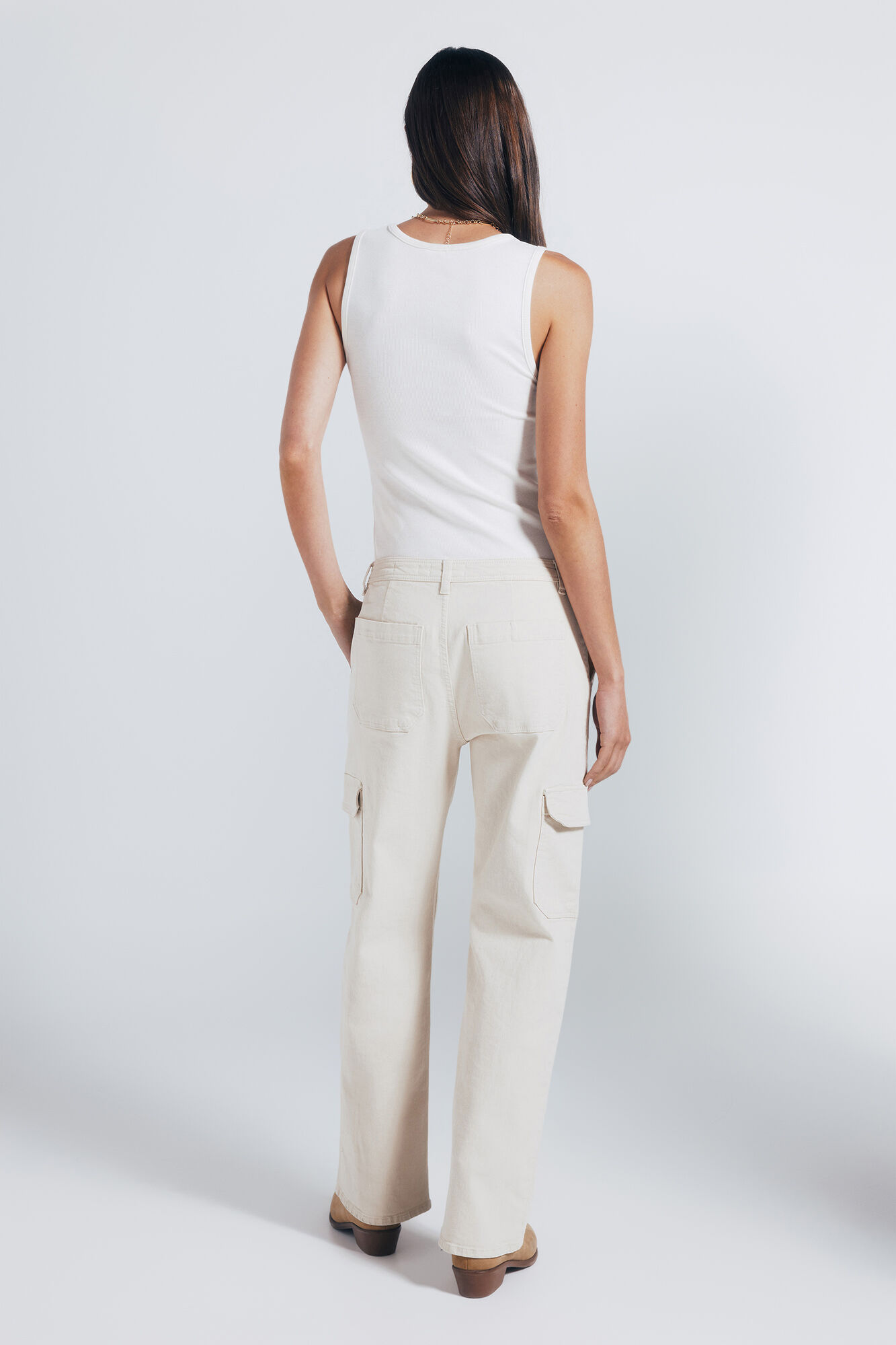 Springfield Pantalones cargo algod&oacute;n nude