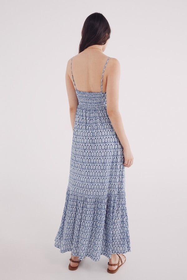 Springfield Vestido midi estampado geométrico turquesa