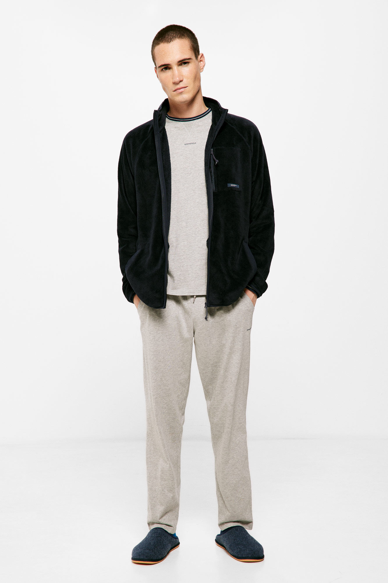 Springfield Chamarra homewear borreguito marino