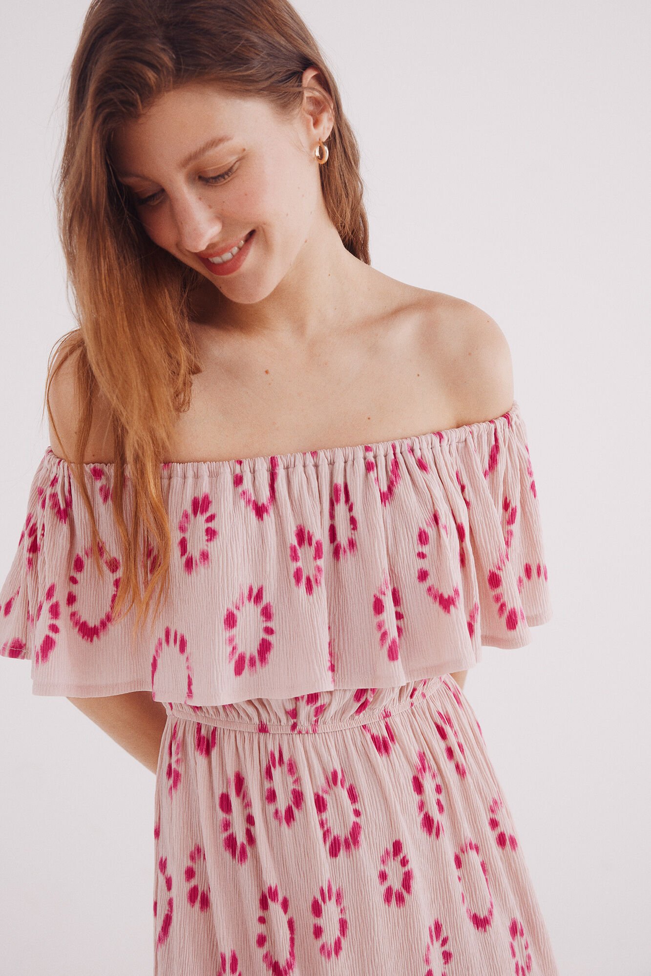 Springfield Vestido midi volante estampado