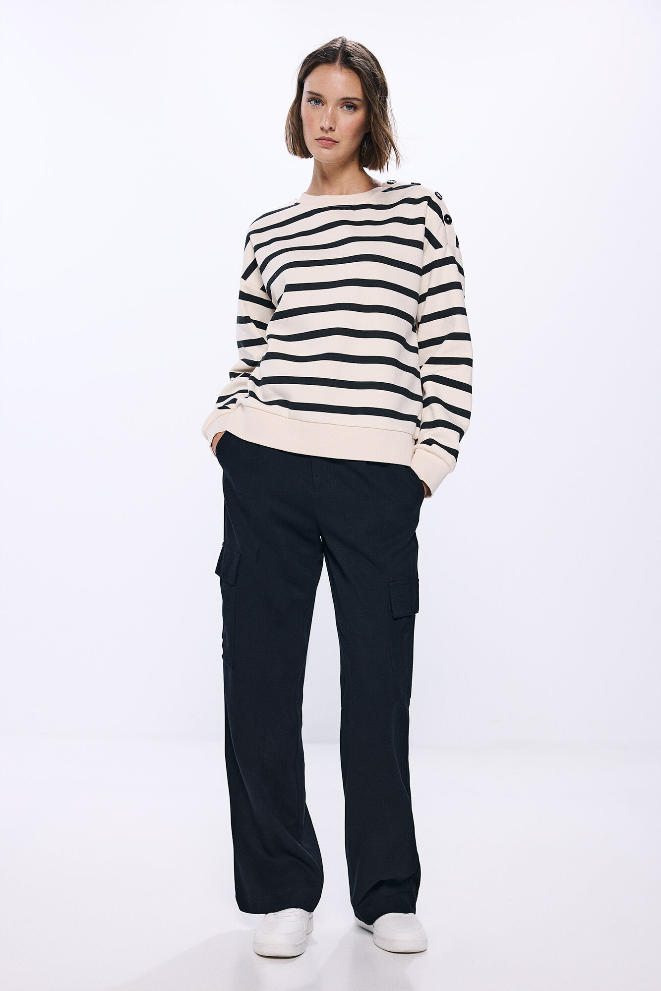 Springfield Sudadera rayas botones hombro estampado