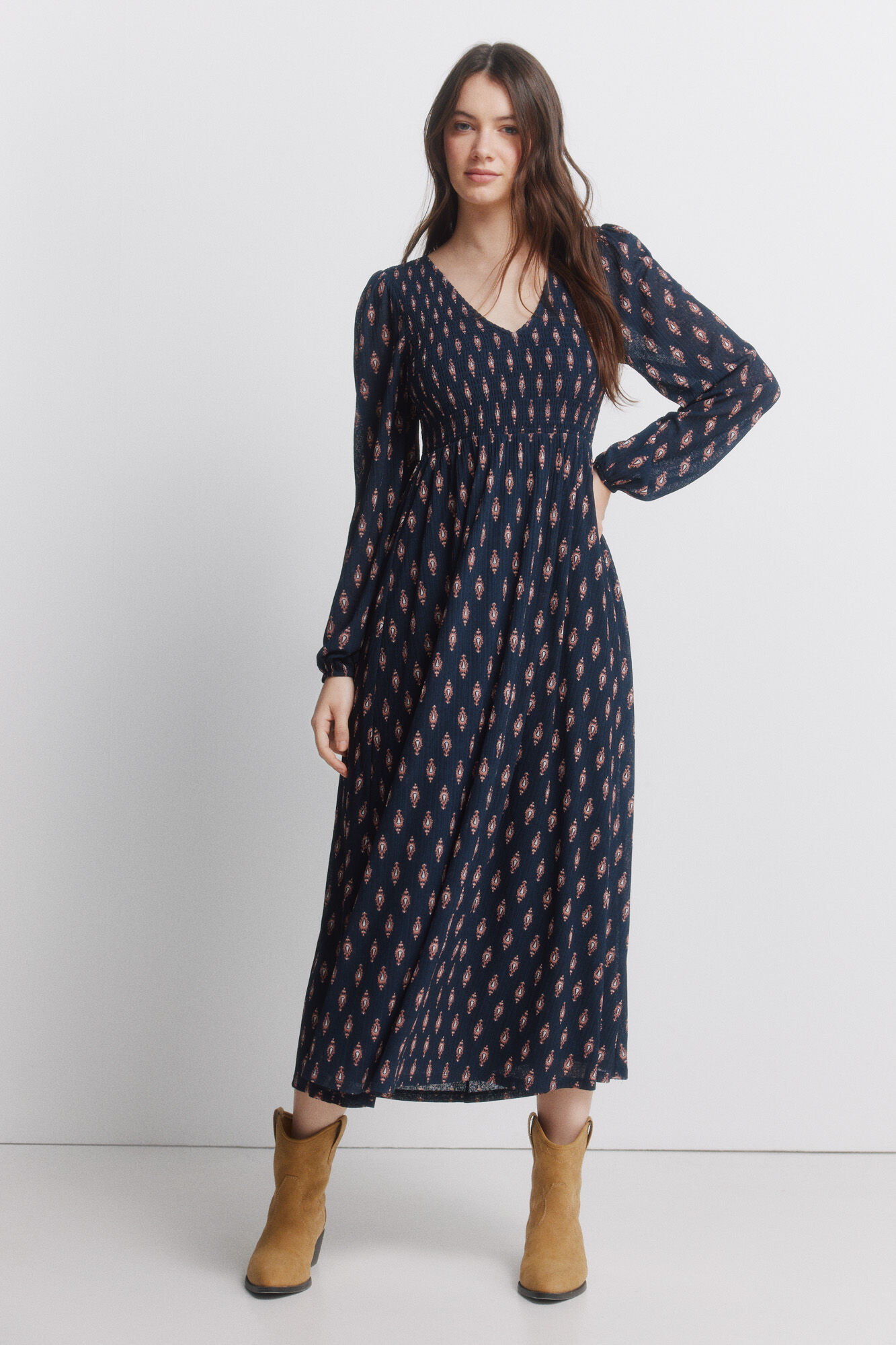 Springfield Vestido con escote de ol&aacute;n