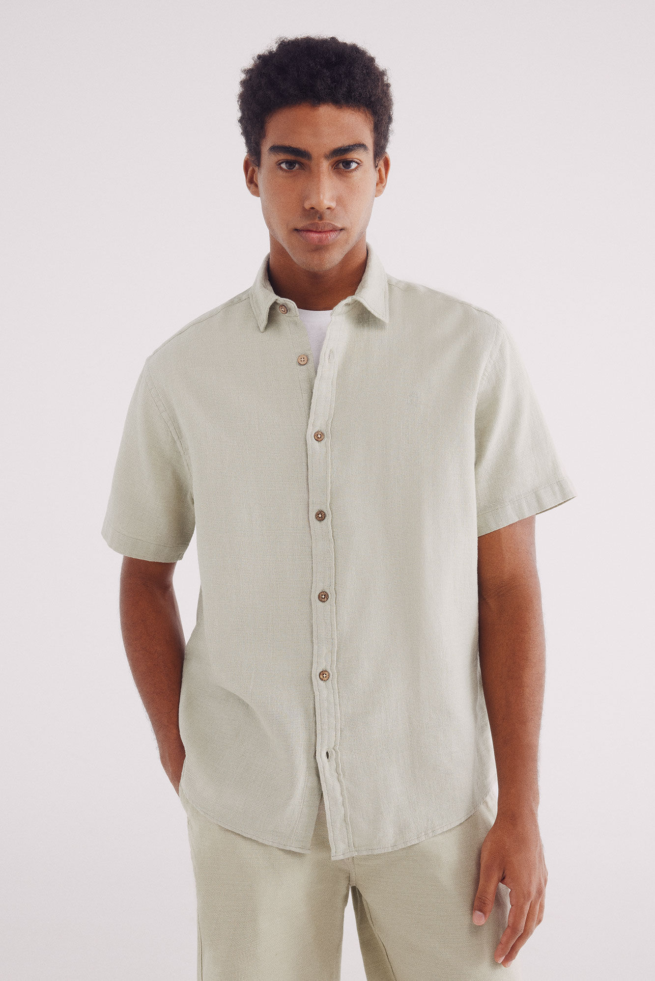 Springfield Camisa manga corta tejido r&uacute;stico