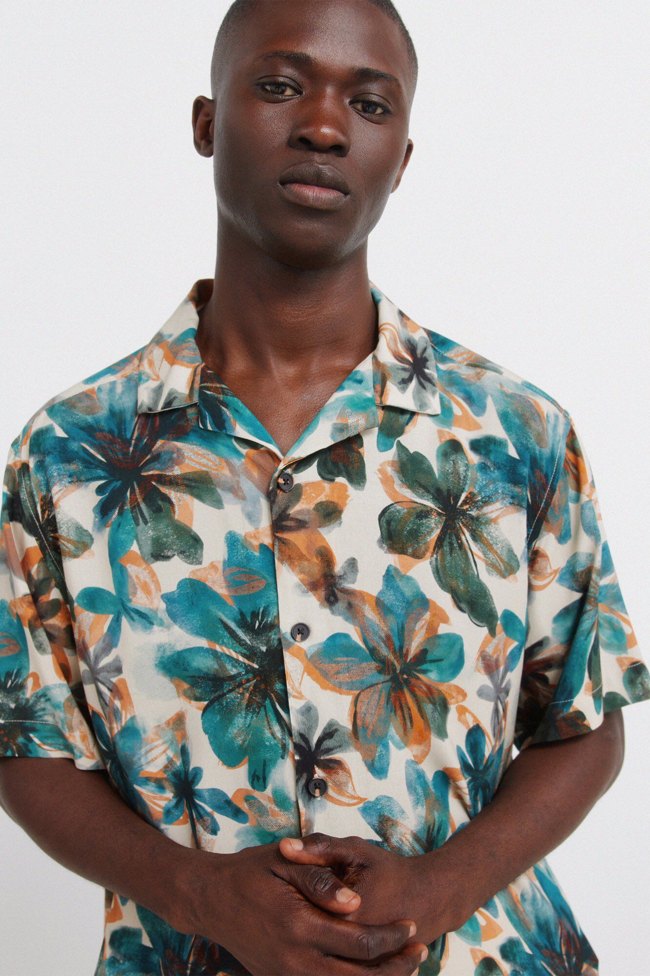 Springfield Camisa de manga corta de viscosa con estampado floral