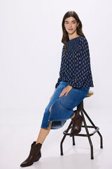 Springfield Blusa estampada nido de abeja azul