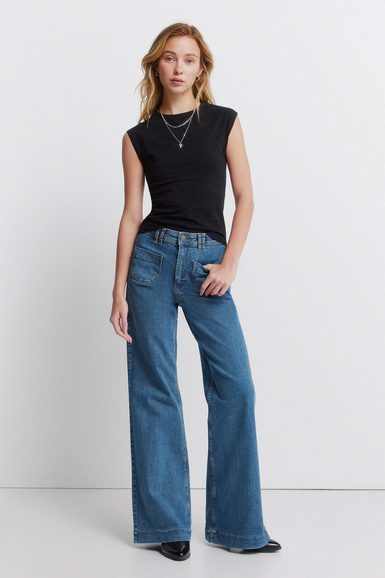 Springfield Top b&aacute;sico sin mangas de algod&oacute;n negro