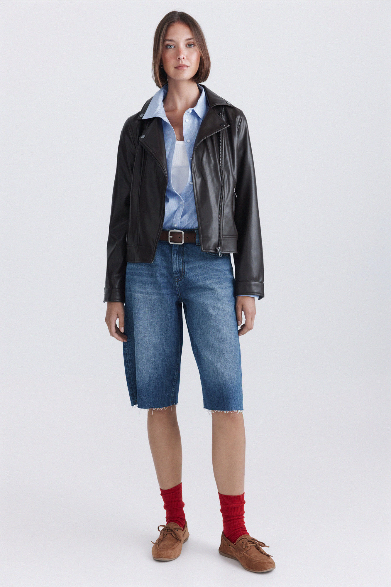 Springfield Chamarra efecto piel caf&eacute;