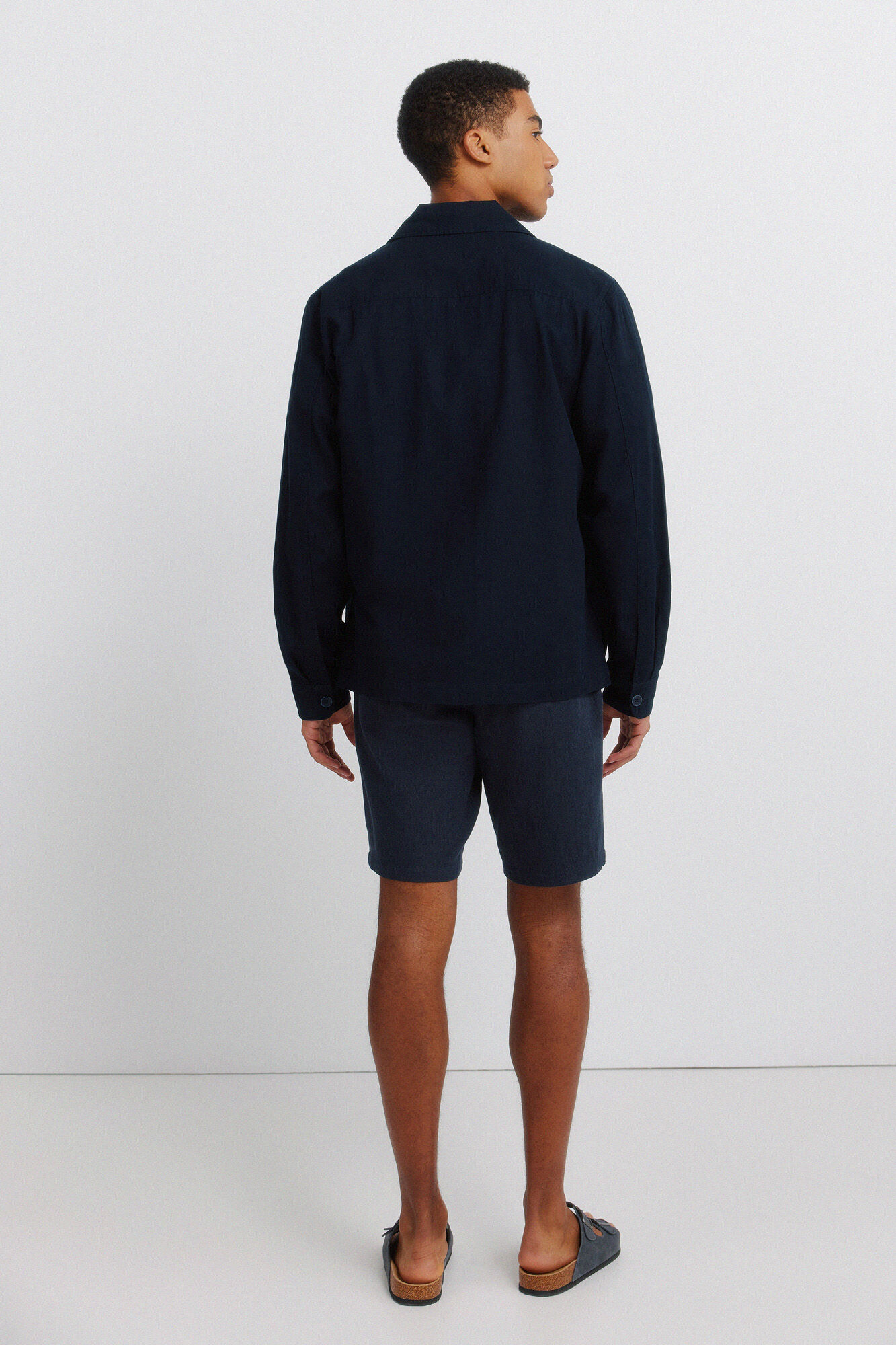 Springfield Bermudas dobby comfort fit de lino azul