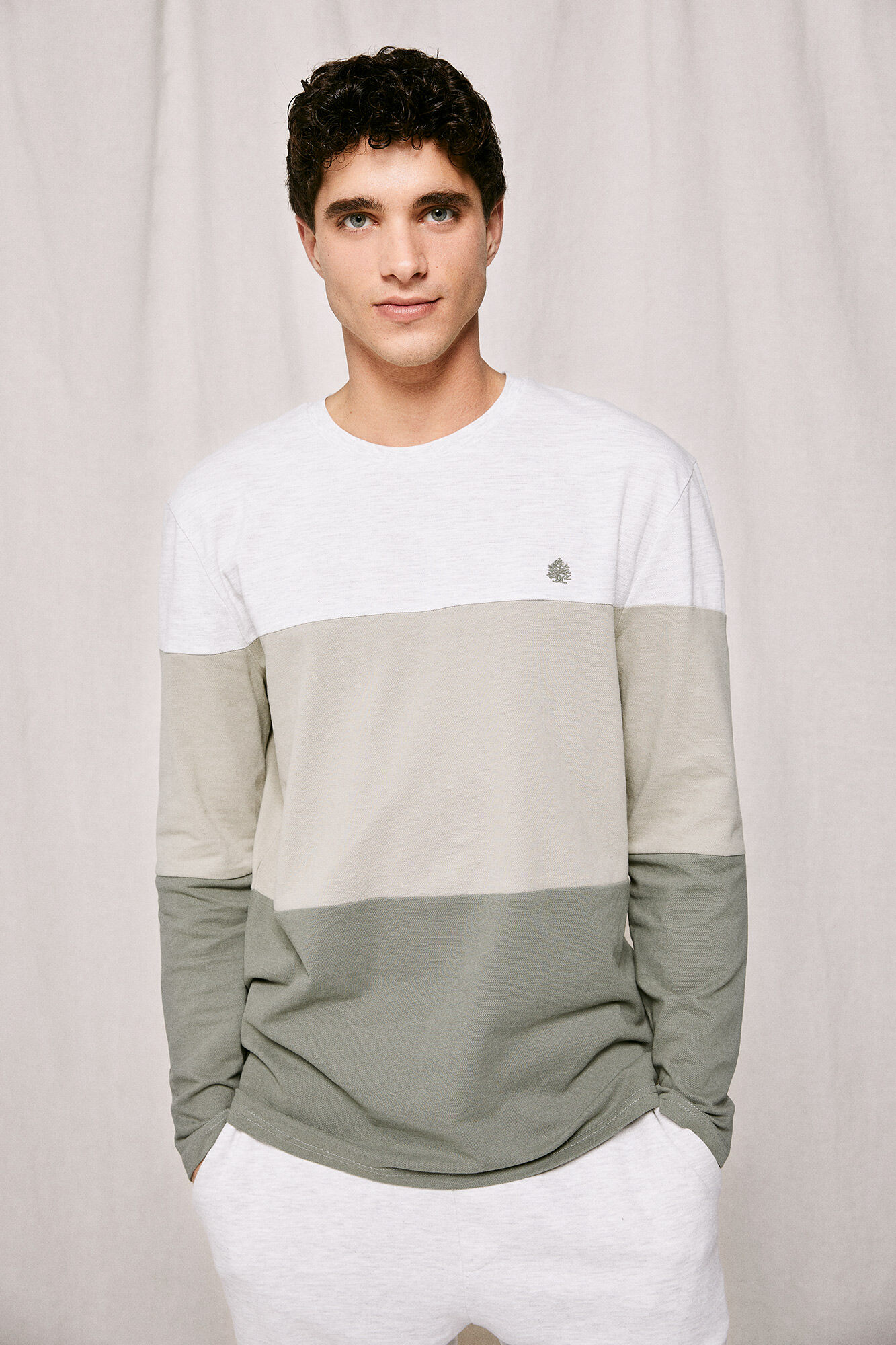 Springfield Playera color block kaki