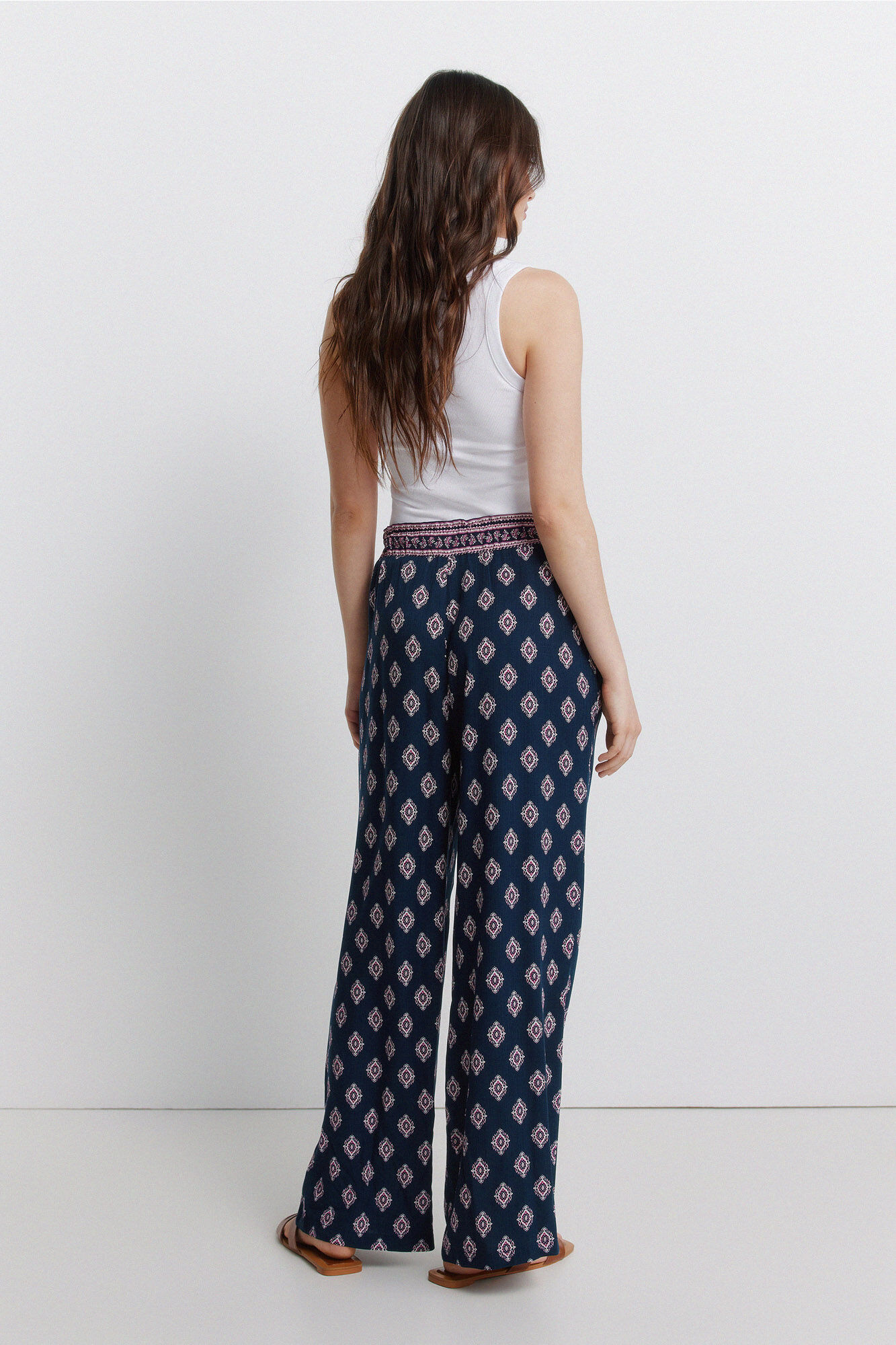 Springfield Pantal&oacute;n fluido estampado marino