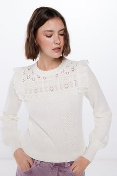 Springfield Suéter algodón lace estampado fondo blanco