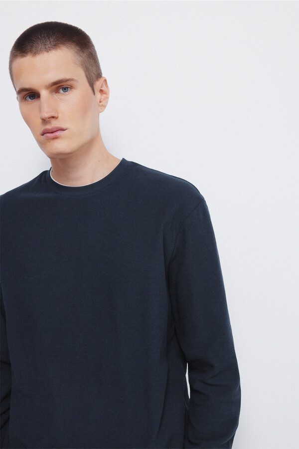 Springfield Camiseta doble tejido waffle azul