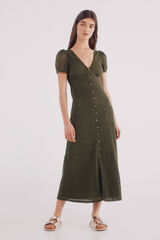Springfield Vestido midi botones crochet verde