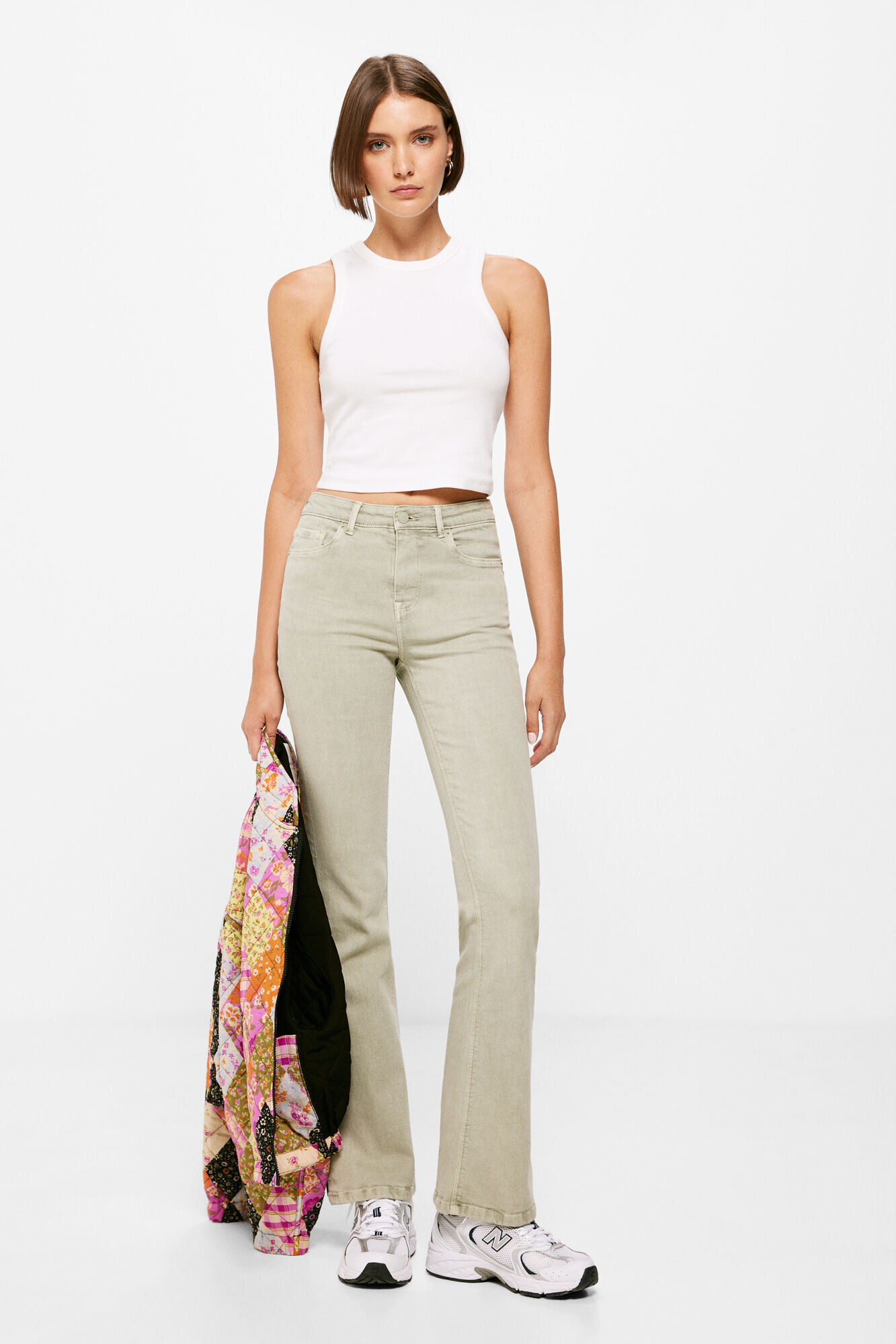 Springfield Jeans Flare Lavado Spostenible kaki