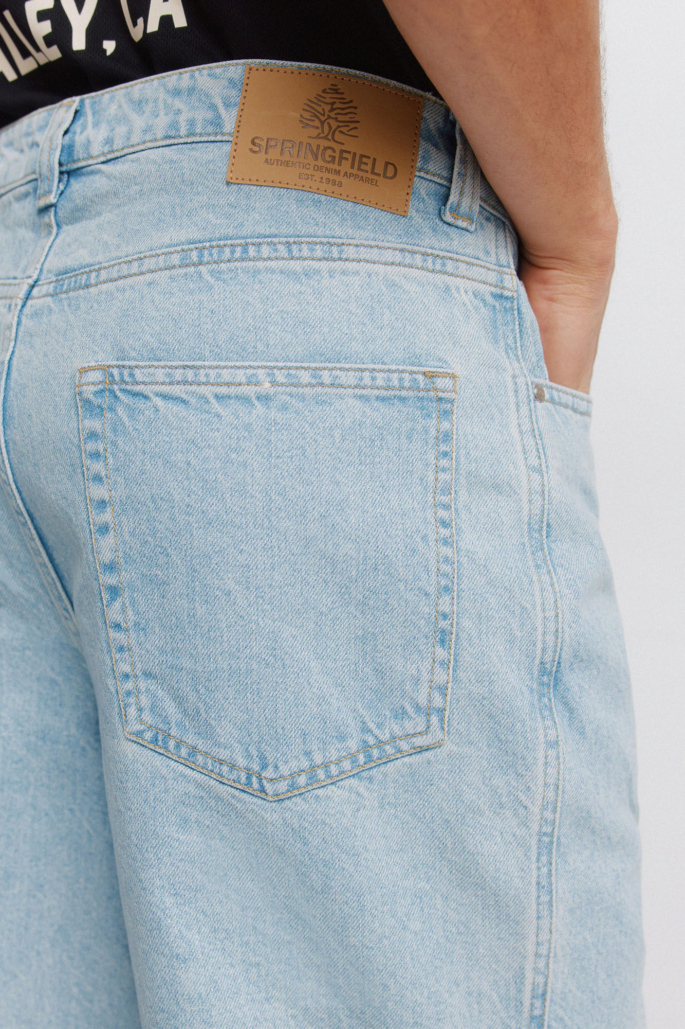 Springfield Bermuda de mezclilla straight fit azul