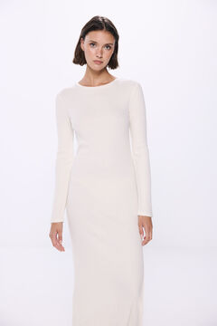 Springfield Vestido midi tubo beige