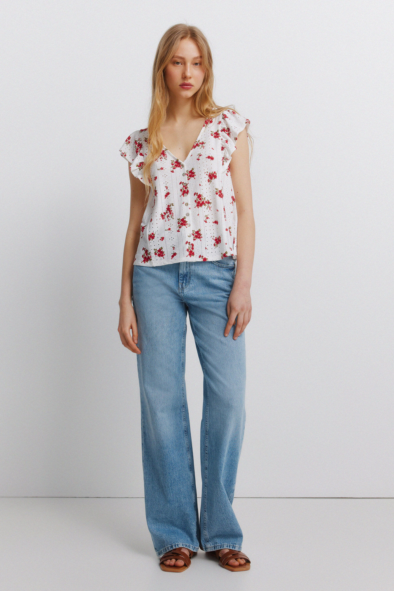 Springfield Playera de manga corta bordada marfil