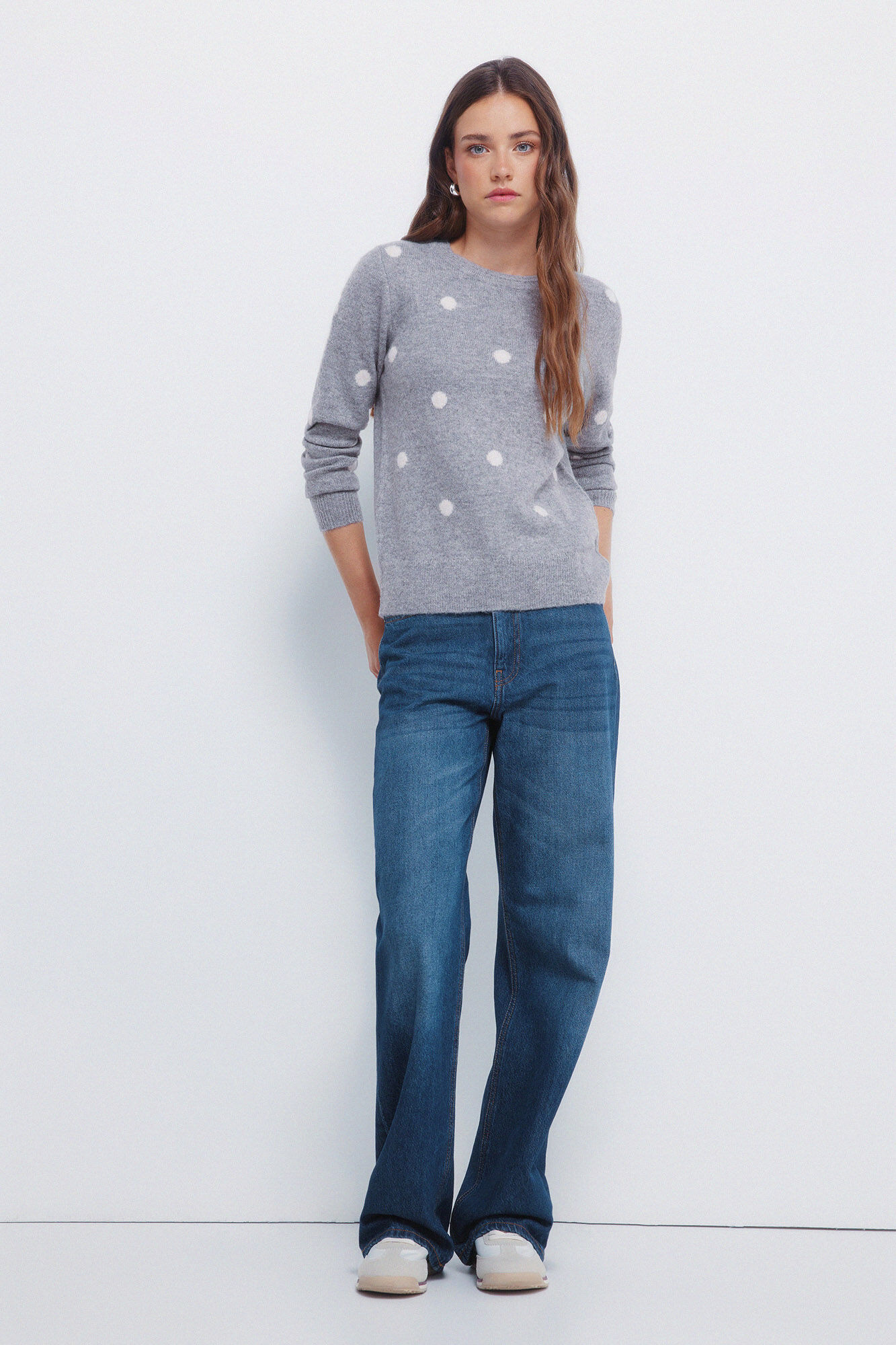 Springfield Jersey de puntos con intarsia gris