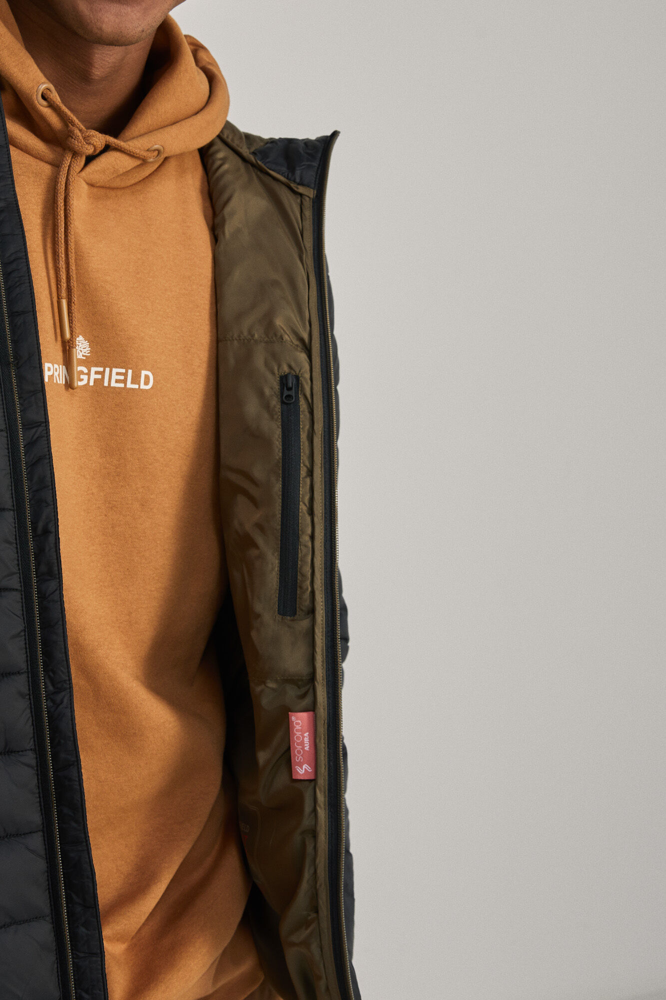 Springfield Chamarra acolchada capucha negro