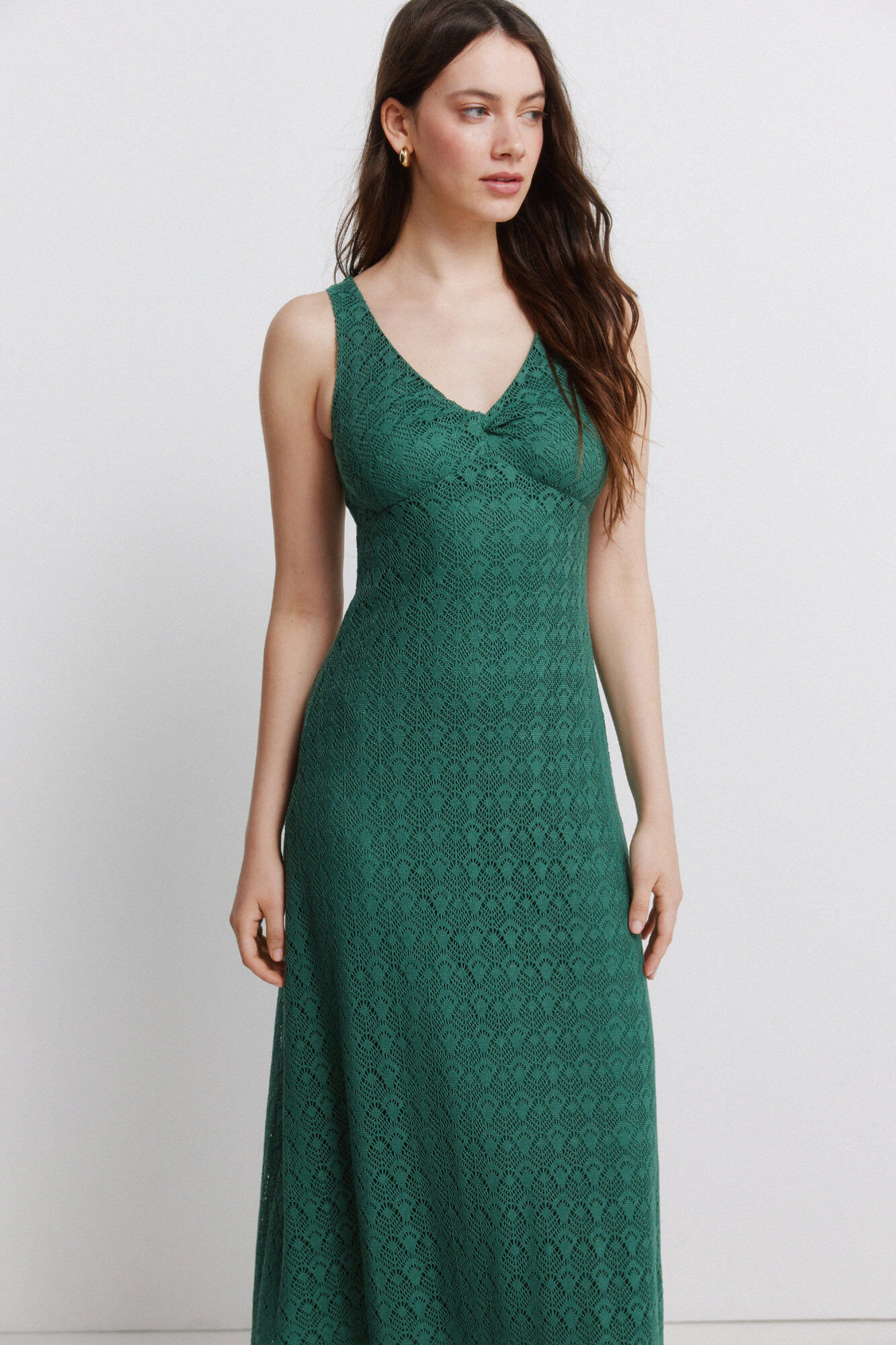 Springfield Vestido midi de crochet verde