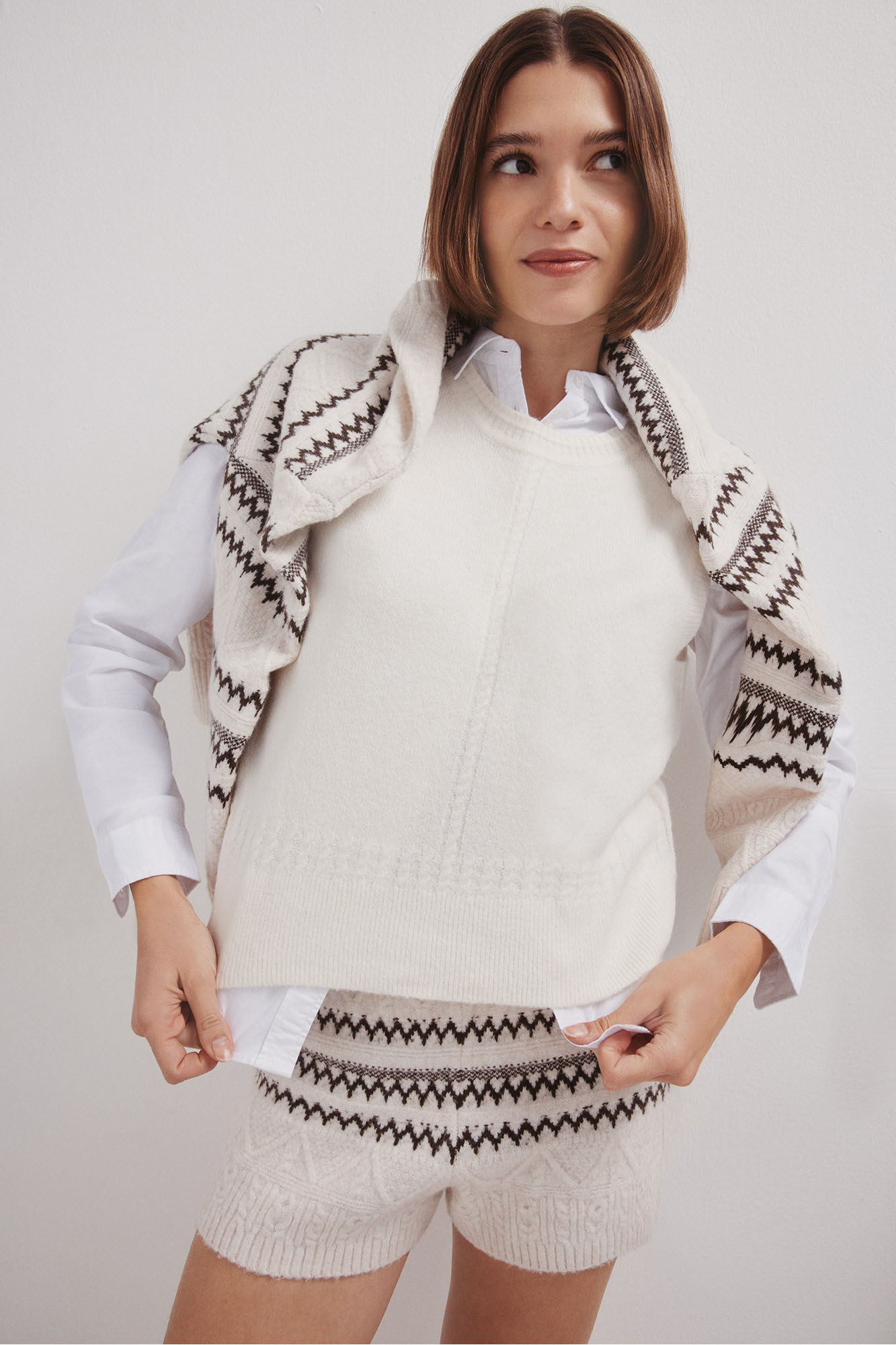 Springfield Pantalones cortos de tejido jacquard caf&eacute;