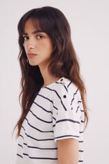Springfield Playera rayas botones hombro estampado