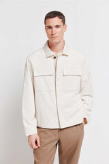 Springfield Sobrecamisa overshirt de lino y algod&oacute;n blanco