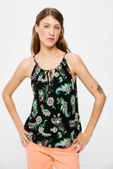 Springfield Top Escote Halter Estampado negro