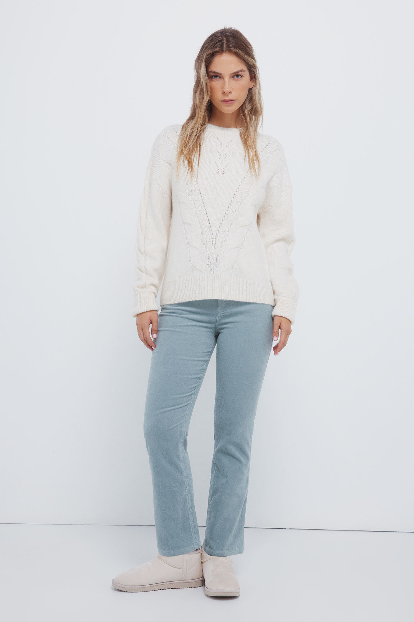 Springfield Jersey trenzado en cortes en pico nude