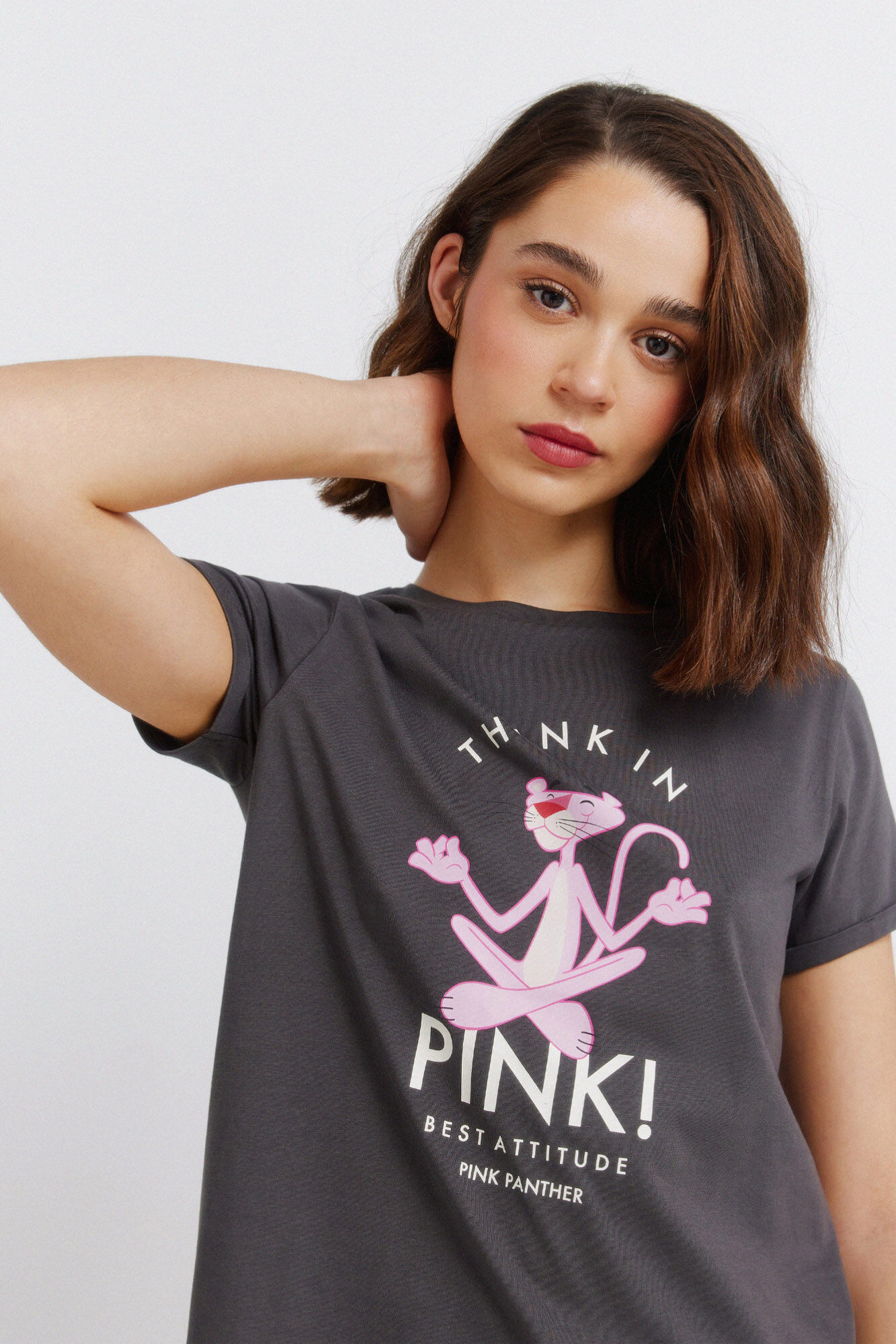 Springfield Playera de manga corta "Pink panther" gris
