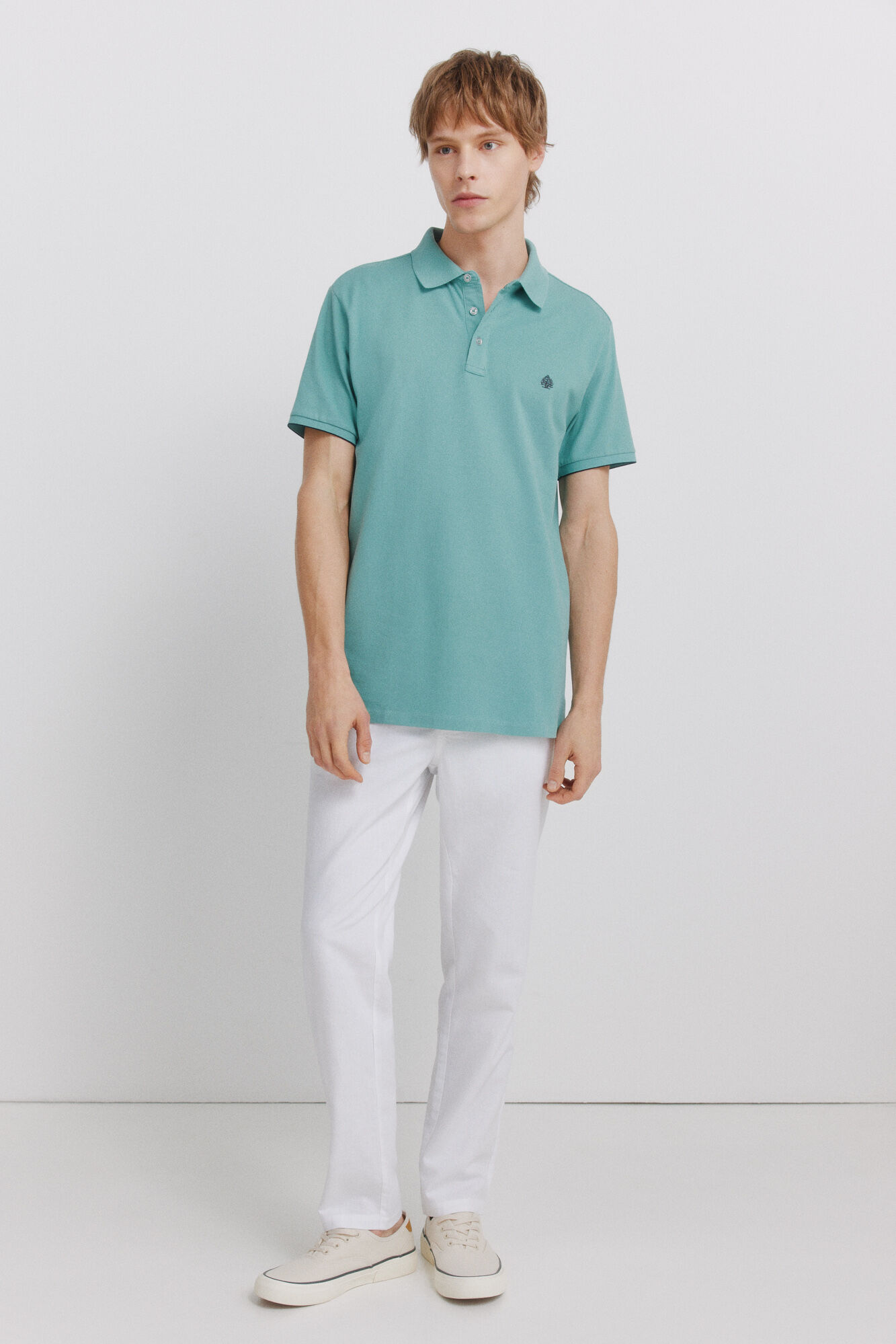 Springfield Polo piqu&eacute; de pu&ntilde;o de contraste slim fit turquesa