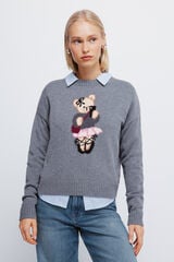 Springfield Jersey de oso con intarsia gris