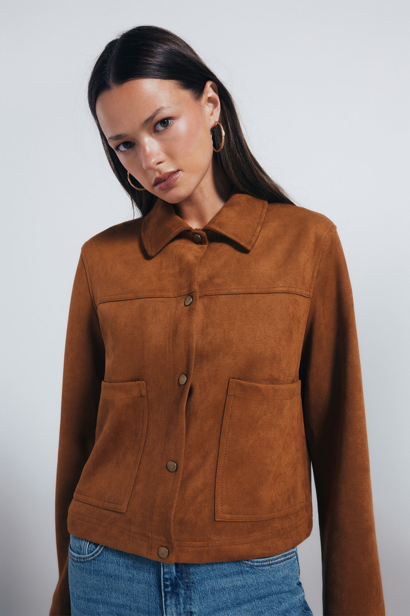 Springfield Chamarra bolsillos antelina nude