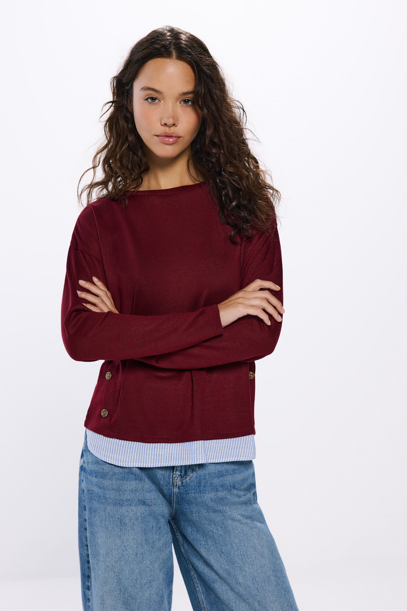 Springfield Playera combinada botones laterales