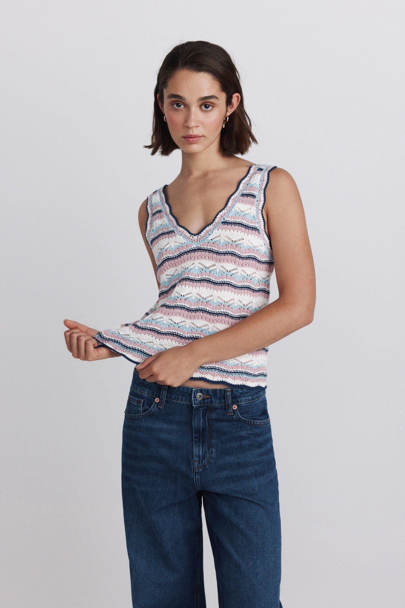 Springfield Top multicolor de tejido blanco