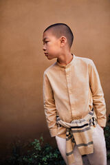 Springfield Camisa lino niño beige
