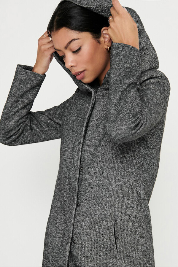 Only Abrigo midi de paño gris