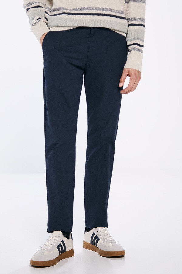 Springfield Pantalón chino microestampado slim fit azulado