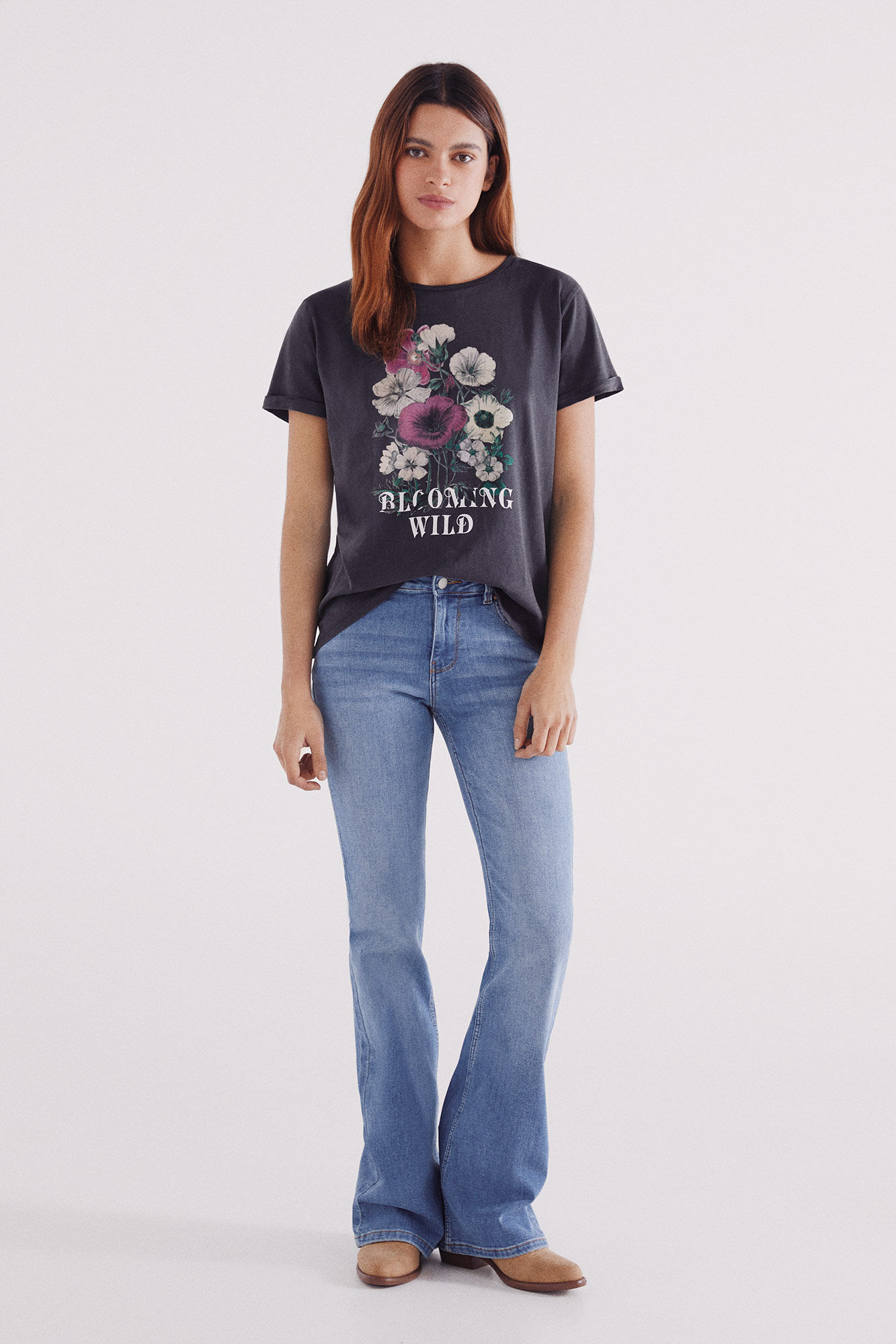 Springfield Playera gr&aacute;fica floral gris