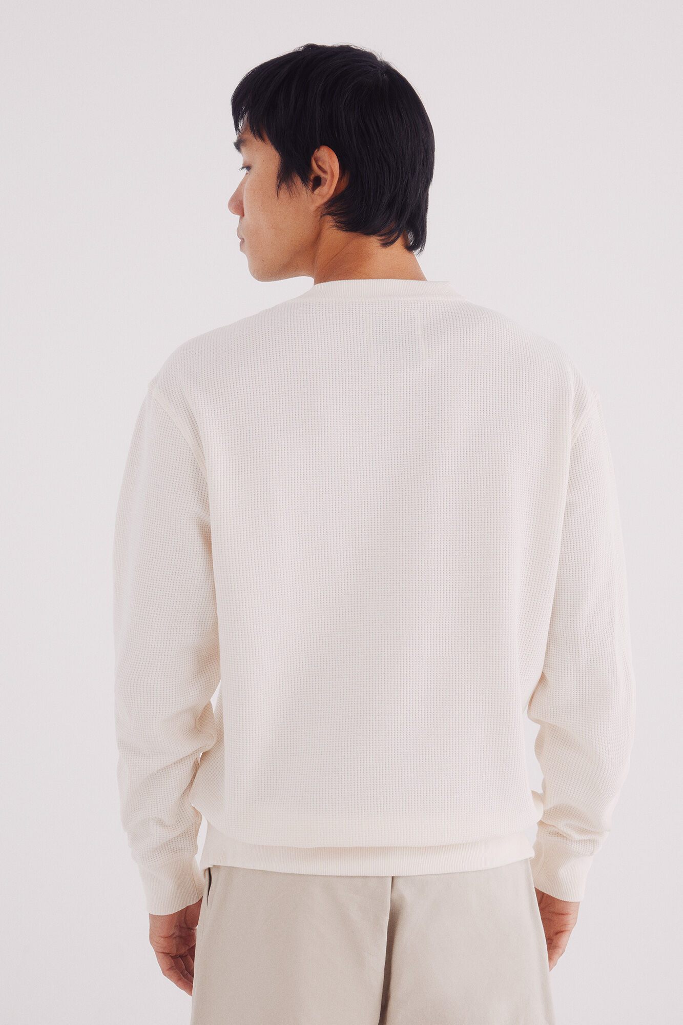 Springfield playera de manga larga con dise&ntilde;o de gofre blanco