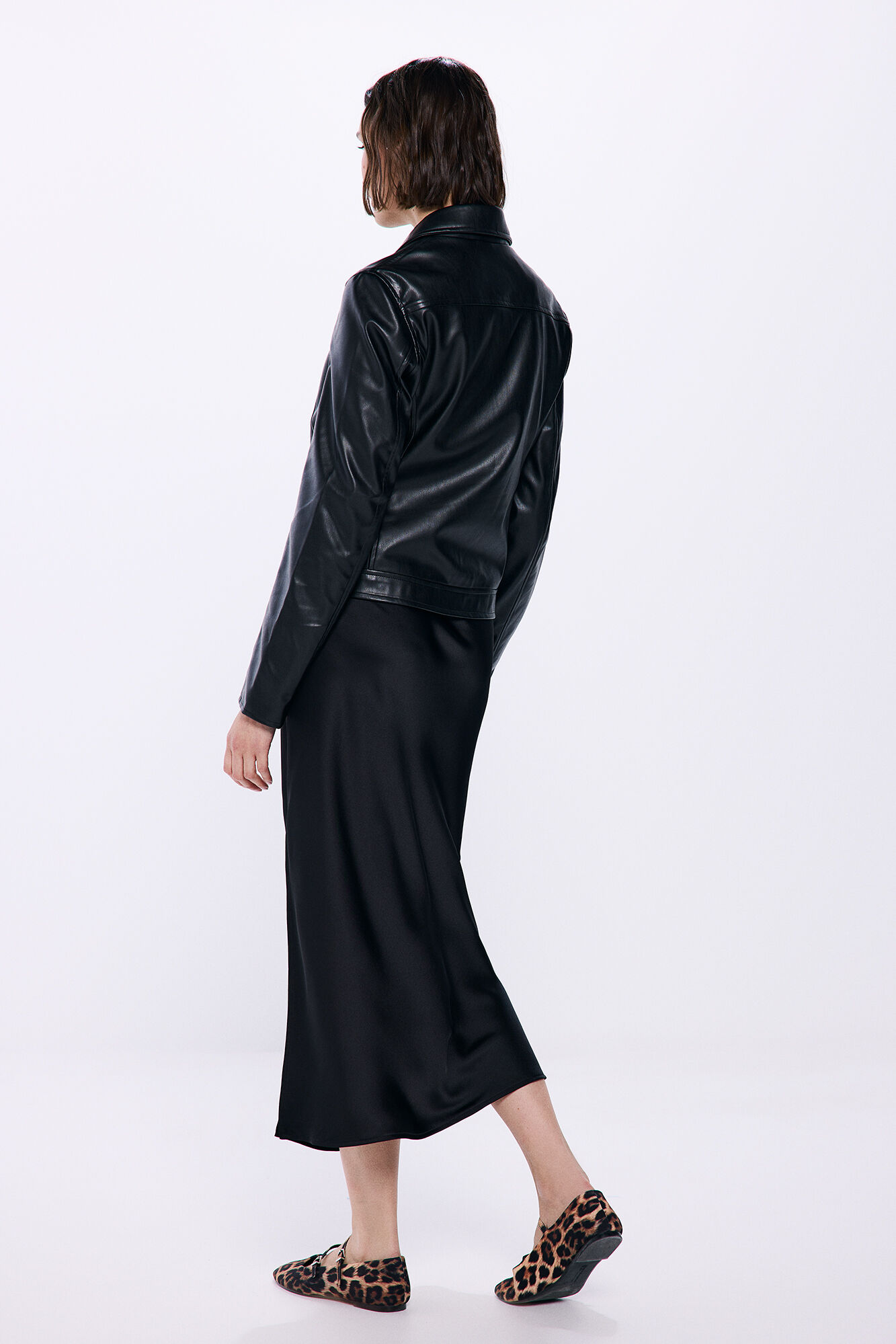 Springfield Falda midi negra satinada negro