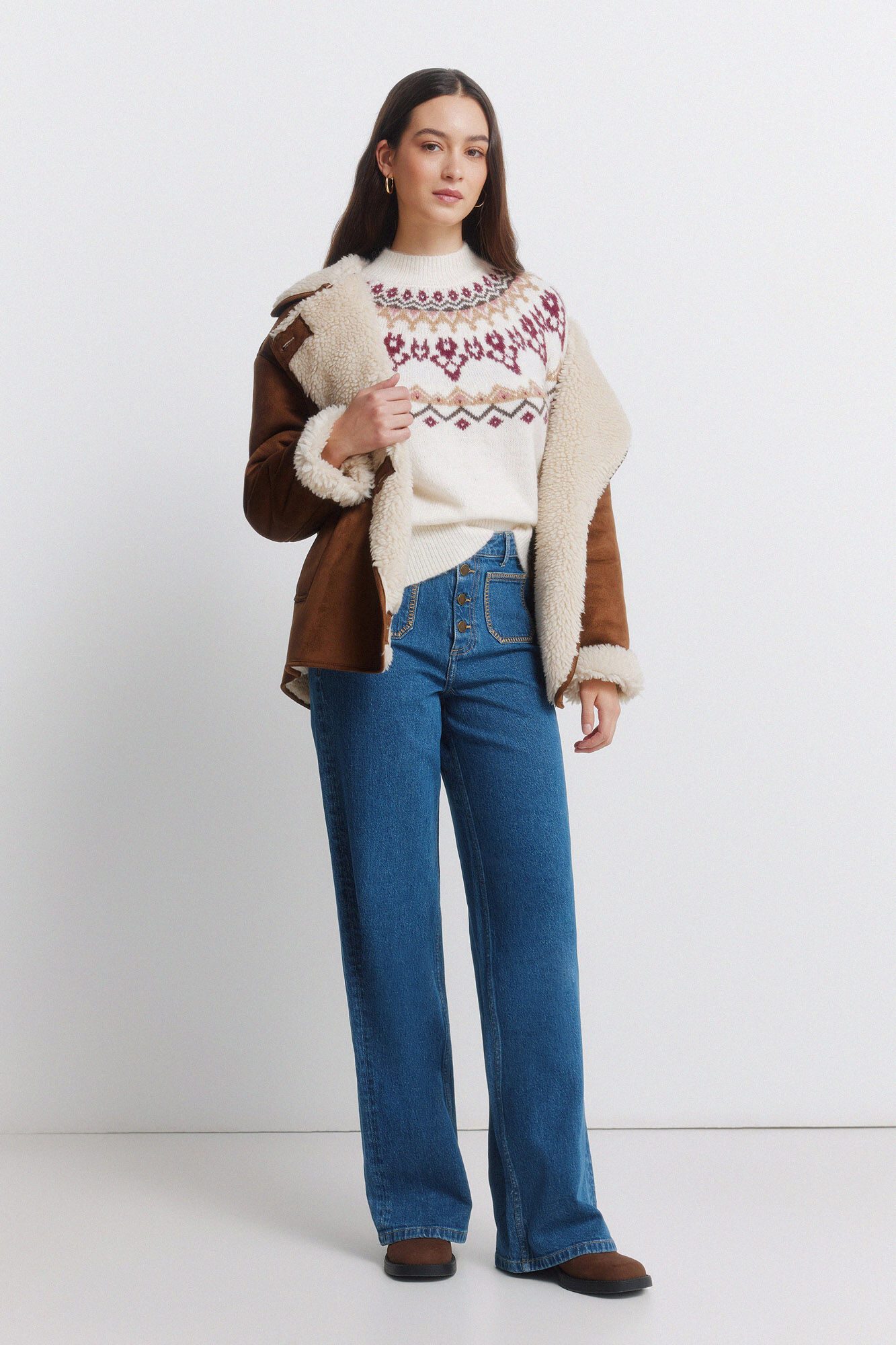 Springfield Jeans s&uacute;per anchos con bolsillos de parche