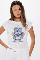 Springfield Playera gráfica mano fátima natural