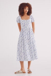 Springfield Vestido midi espalda cruzada lino café
