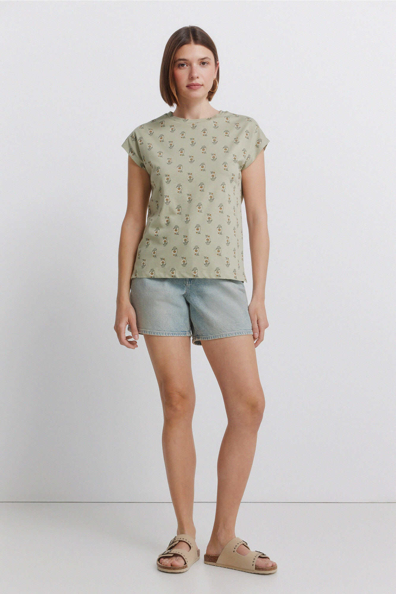 Springfield Playera de manga corta estampada verde