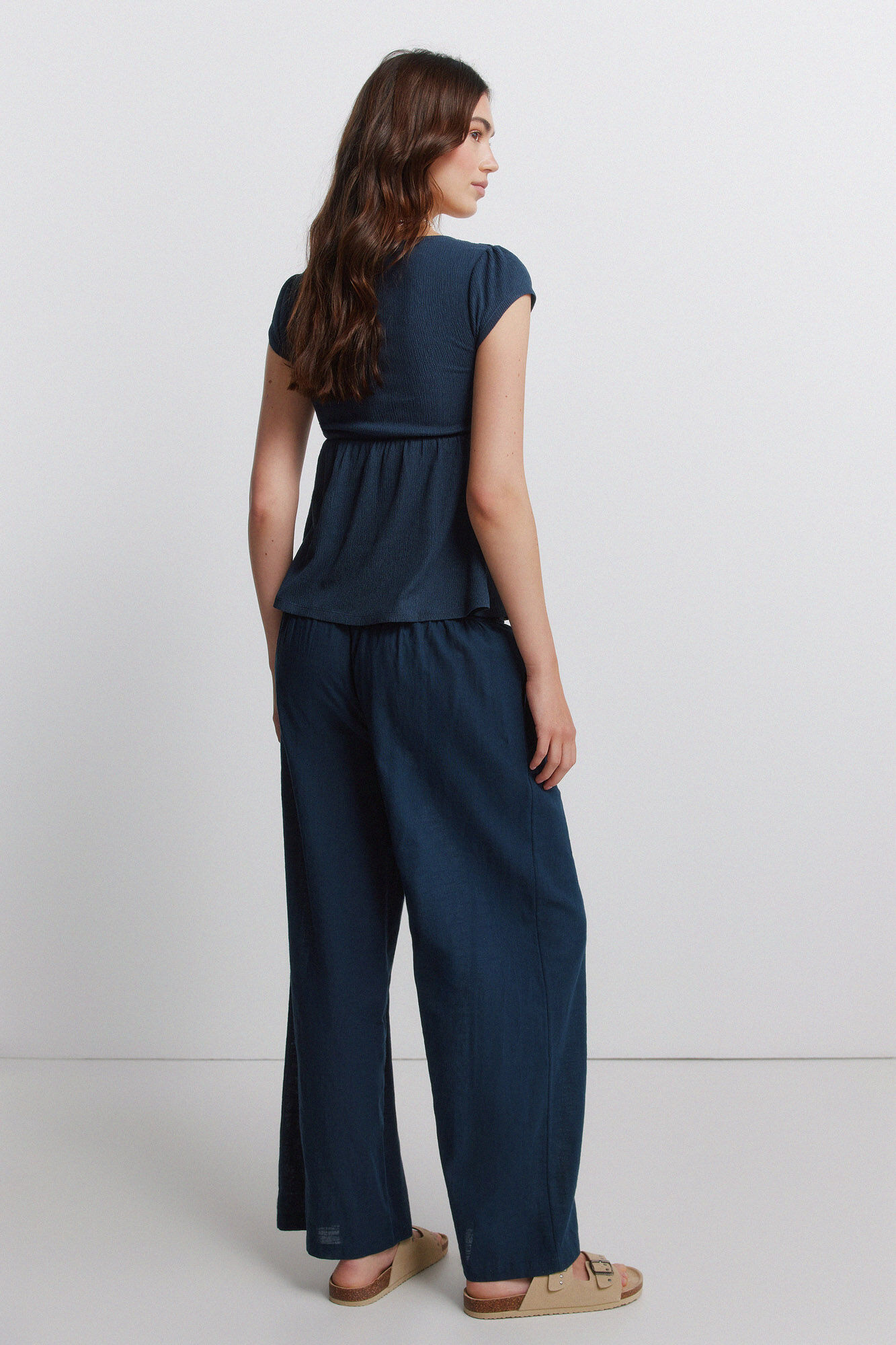 Springfield Pantal&oacute;n ancho de algod&oacute;n azul