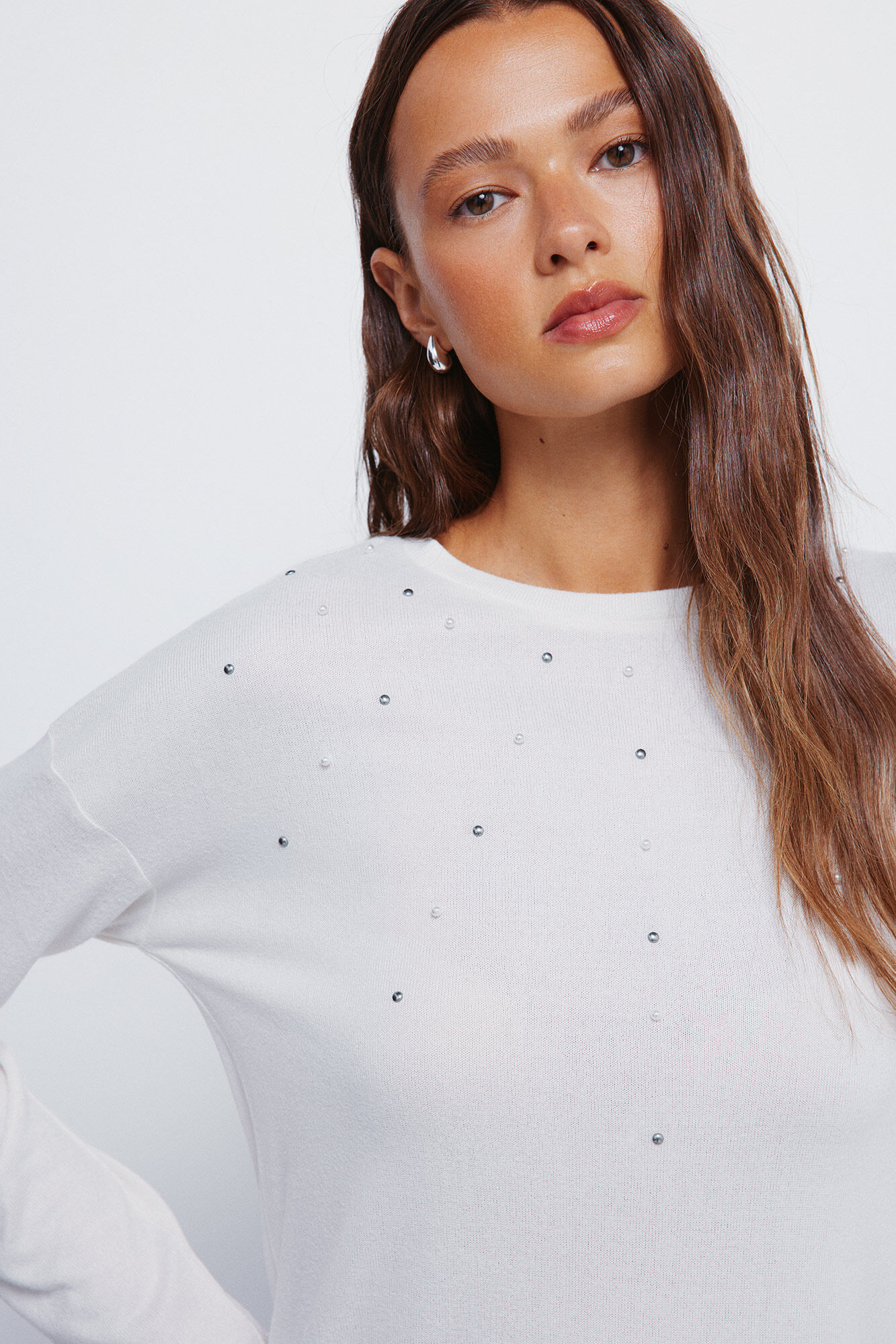 Springfield Playera con tachuelas posicionadas blanco