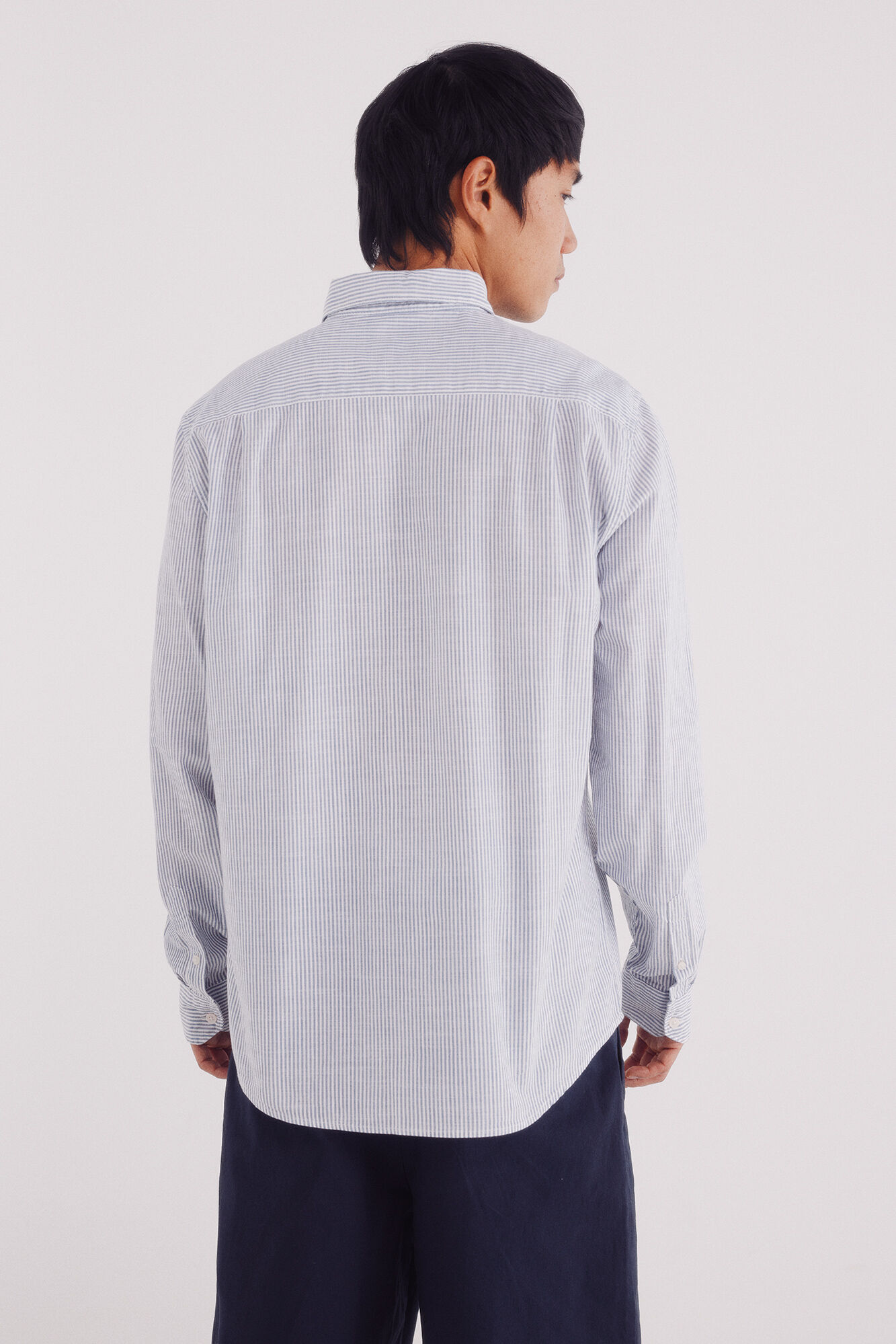 Springfield Camisa cotton slub rayas azul